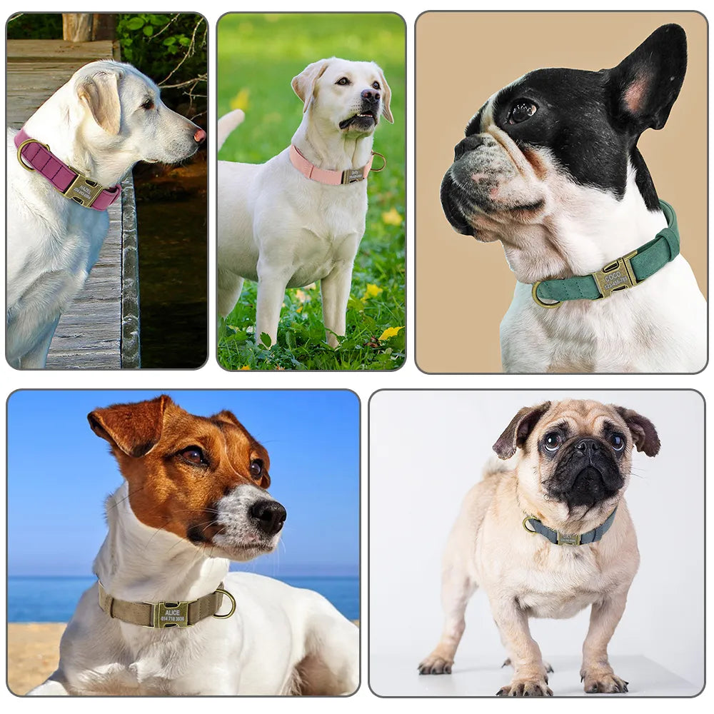 Custom Dog Collar Personalized PU Leather Dog Collars Soft Padded Pet ID Collar For Small Medium Large Dogs Pitbull Bulldog Pug