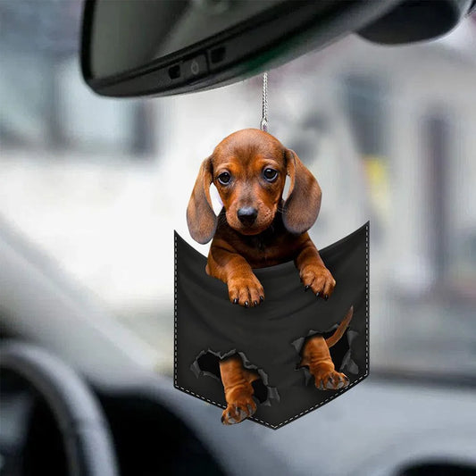 2D Dog Hanging Ornament Cute Funny Cartoon Pendant Key Chain Animal Pendant Car Rear View Mirror Backpack Accessories Acrylic