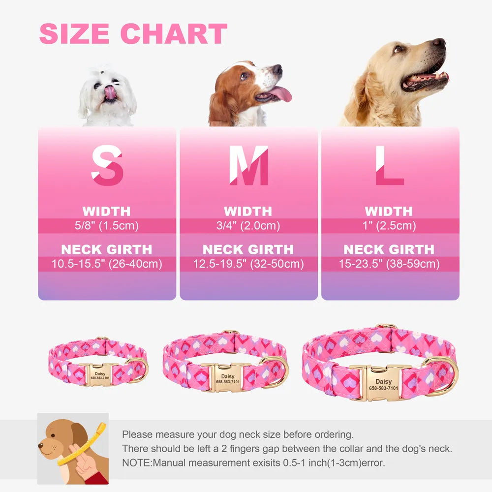 Personalized Nylon Dog Collar Flower Bee Printed Puppy Collars Free Custom Pet ID Necklace Collars For Small Large Dog Chihuahua