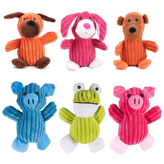 Corduroy Animal Shape Plush Pet Dog Toys Cute Squeaky Chew Molar Interactive Toy for Small Large Dogs Pets Accessories Supplies